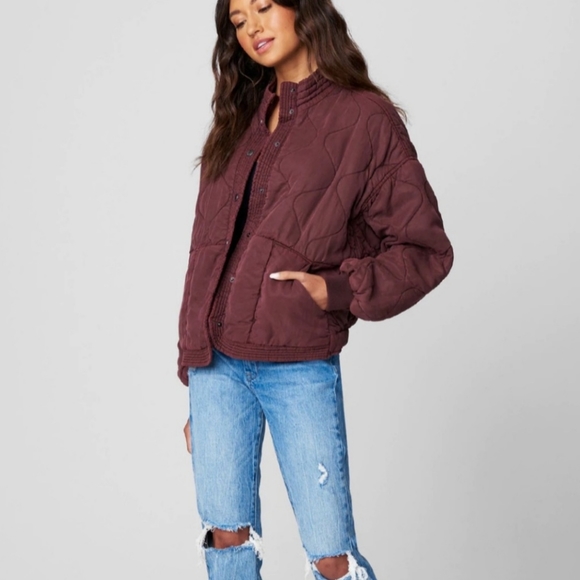 Blank NYC Cranberry color quilted jacket - Picture 3 of 6